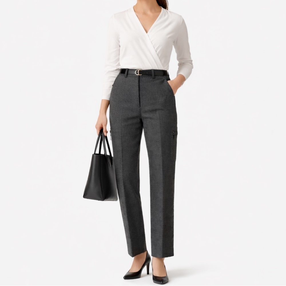 WOOLRICH High Rise Wool Straight Leg Trousers Heritage Minimalist Dress Pants 6